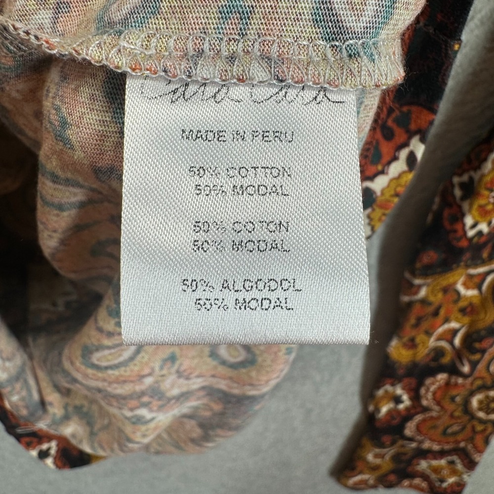 Cara Cara Piper Top Scarf Medallion Turtleneck Womens XS Paisley Orange Black EC - Picture 4 of 9